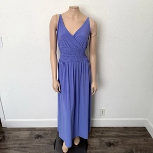 White House Black Market Size Large L Purple Periwinkle V-Neck Maxi Dress NWT - Picture 1 of 10