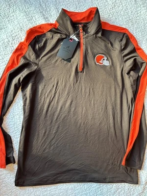 Pulôver masculino Antigua Cleveland Browns zíper quarto tamanho médio #708 - Imagem 1 de 4