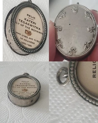 Relicario Religioso Medallón Colgante Santa Kateri Tekakwitha 1er Nativo Americano Foto 1 de 4