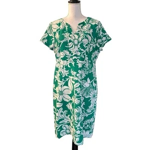 Talbots Short Sleeve Tropical Floral Print Linen Blend Sheath Dress Women’s 14 - Picture 1 of 7