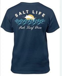 Salt Life Boys' Sunset Jumpers Classic Fit Short-Sleeve Shirt NWT Size M - Picture 1 of 3