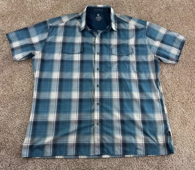 Camisa Kuhl Para Hombre 2XL Azul Respuesta a Cuadros Manga Corta Abotonada Senderismo Aire Libre Foto 1 de 4