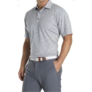 FootJoy Pique Tonal Paisley Self Collar Golf Polo - Heather Grey Men’s Size L - Picture 1 of 9