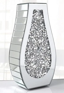 Bodenvase Diamond Crushed Crystal funkelnd verspiegelt 40 cm hoch, Kristallglas - Bild 1 von 7