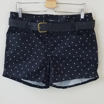 Pantalones Cortos Usados TORRID 10 Satén Negro Rosa Punto Cinturón Mujer Foto 1 de 4