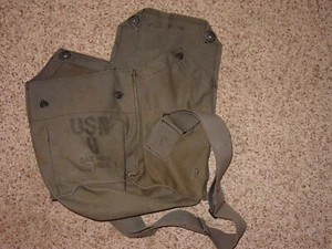 1944 Vtg US Navy Mark I Gas Mask Canvas Carry Case Cold War Bag ONLY - Picture 1 of 4