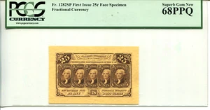 Fr 1282SP 25 CENT FIRST ISSUE FRACTIONAL 68 PPQ SUPERB GEM NEW - Picture 1 of 2