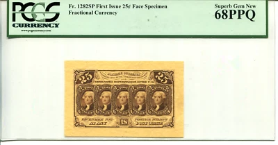 Fr 1282SP 25 CENT FIRST ISSUE FRACTIONAL 68 PPQ SUPERB GEM NEW - Image 1 of 2