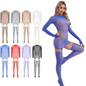 Sexy body para mujer entrepierna abierta ropa de dormir vestido con medias desmontables - Imagen 1 de 99