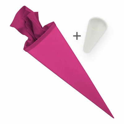 itenga Schultüte Zuckertüte Rohling Karton Basteln Pink 70 cm Filz Spitzenschutz