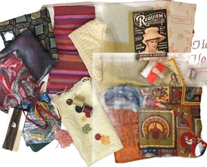 Junk Journal Paper Fabric Trim Lot Slow Stitch Scrapbooking Supplies Fall Colors - Picture 1 of 8