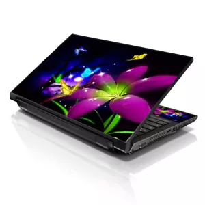 Laptop Skin Sticker Notebook Decal Purple Flowers for Apple Asus Dell 13-16 Inch - Picture 1 of 4