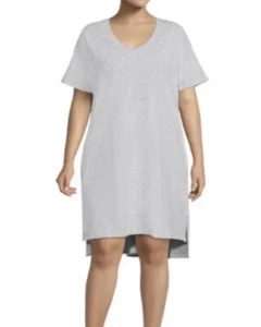 Terra & Sky Womens Plus Size White/Black V-Neck T-Shirt Dress W/High Low Hem 3X - Picture 1 of 14