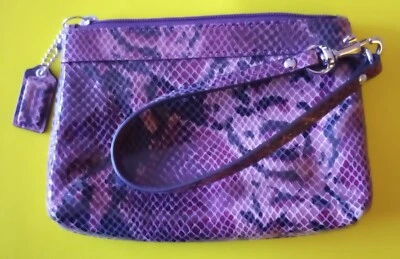 Coach Soho Embossed Exotic Madison Leather Purple and Black Python Wristlet - Image 1 of 4