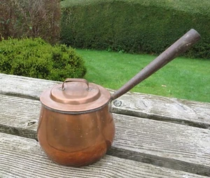 Antique Victorian Rounded Copper Saucepan with Lid - 7 Pint - Picture 1 of 16