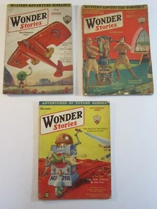 Wonder Stories 3 Issue Pulp Lot Jul. & Aug. 1930 & Dec. 1931 GD/VG - Picture 1 of 6