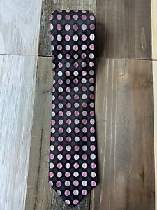 Stacy Adams Necktie Men Black Pink Polka Dot Microfiber Grandpacore Workwear Tie