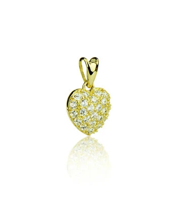 Colgante de corazón de circonita cúbica de oro amarillo o blanco de 14 k Foto 1 de 4