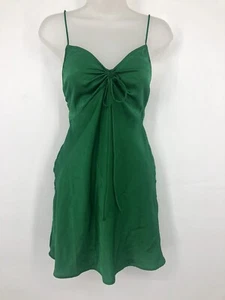 Zara Satin Camisole Schlupfkleid Kelly grün verstellbar vorne zum Binden Gr. S - Bild 1 von 3