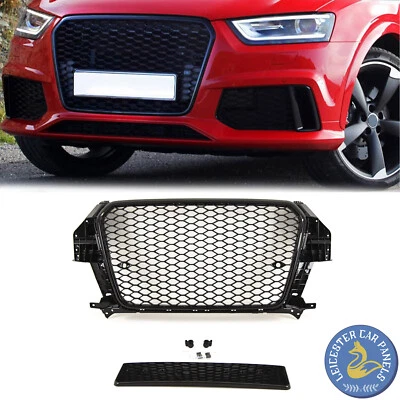 For Audi Q3 8U Front Bumper Grille RS Style Honeycomb Gloss Black 2011-2015 - Image 1 of 4