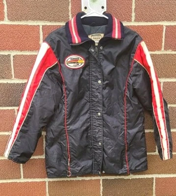 复古! 正品雅马哈雪地摩托车赛车衬里绝缘尼龙夹克男式小号  — 第 1/4 张图片