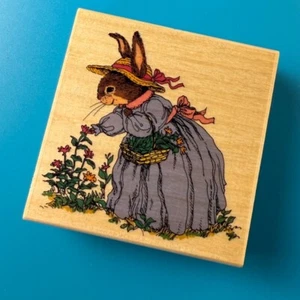 Picking Flowers~Holly Pond~Susan Wheeler Rubber Stamp~3.25"X 3.25"~Uptown J13010 - Picture 1 of 7