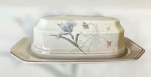 Mikasa Butter Dish Continental Japan Made Stoneware Floral Design Vintage MCM - Picture 1 of 8