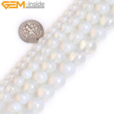 White Opalite Gemstone Smooth Round Loose Beads For Jewelry Making Strand 15  • 3.24£