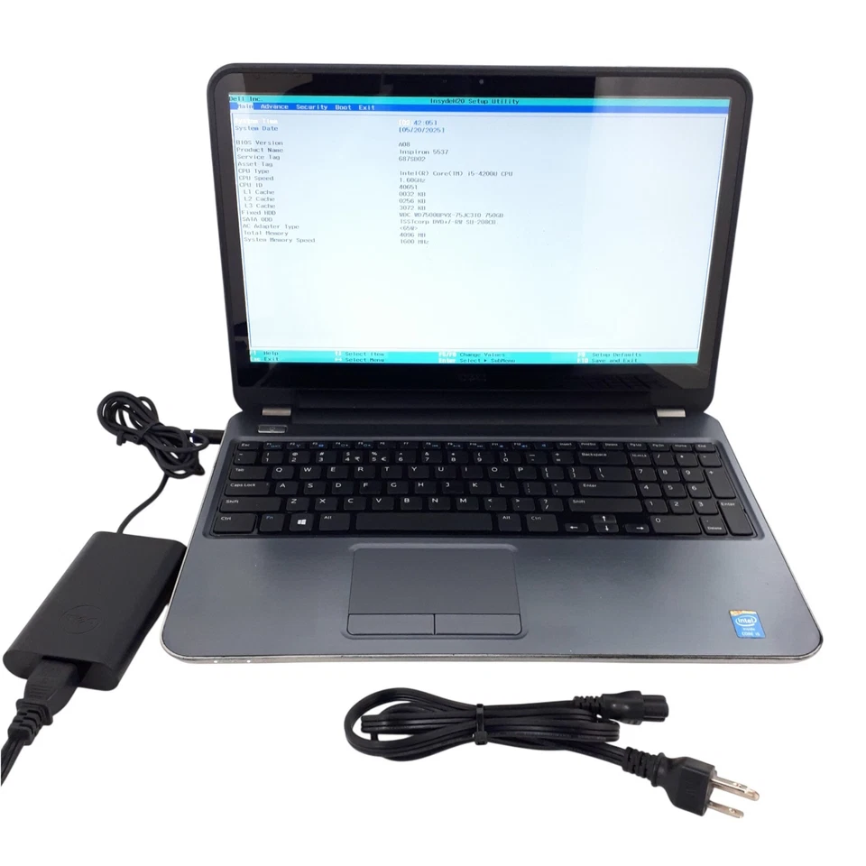 Dell Inspiron 5537 15.6'' Laptop i5-4200U 4GB RAM 750GB HDD Boots/Bios H3126 - Image 1 of 4