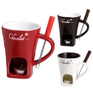 Fondue Mugs-Chocolate Dessert Fondue Ceramic Butter Warmer Heating Tea Light - Foto 1 di 15