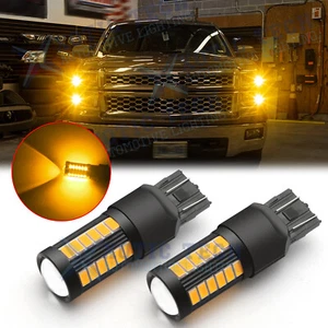 LED Front Turn Signal Light Bulbs for Chevy Silverado 1500 2019 2020 3000K Amber - Picture 1 of 12