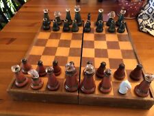Vintage leather / glass Italian Chess Set