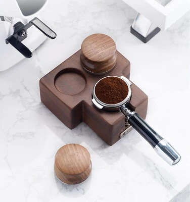 Walnut Wood Coffee Filter Tamper Holder Espresso Tamper Mat Stand CafeTools 53mm Foto 1 de 4