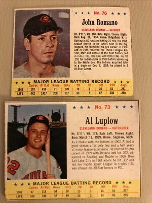 1963 Post Jello Baseball #73 Al Luplow #76 John Romano, Cleveland Indians - Image 1 of 2