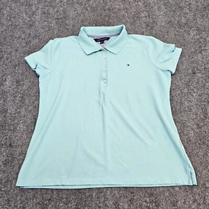 Tommy Hilfiger Polo Shirt Women's Large Teal Blue Green Ladies Casual T-Shirt - Picture 1 of 17