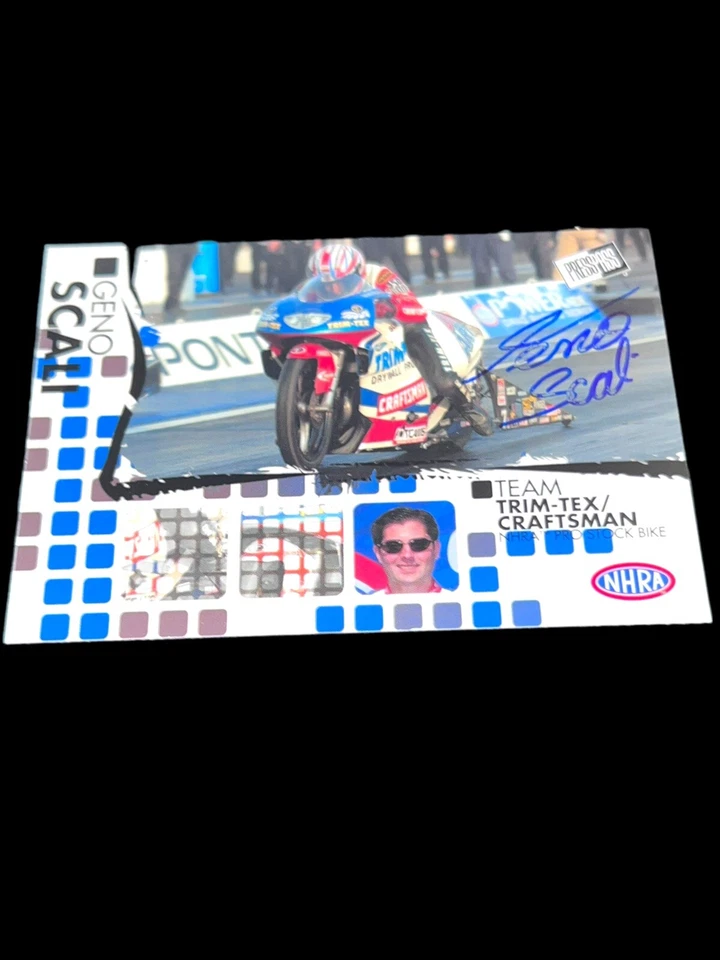 Geno Scali PRO STOCK MOTORCYCLE 2005 PRESS PASS #47 signed  NHRA card RARE - Image 1 of 1