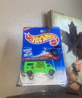 Hot Wheels Fire Squad Series #1 Of 4 Neon Green Fire Dept Ambulance 1995 Vintage - Image 1 of 3