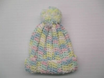 HECHO A MANO Sombrero Niño Niña Invierno Amarillo/Azul Crochet Pom Gorro  Foto 1 de 4