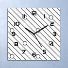 Glass Wall Clock Home Decor Stripped geometric tiny circles black & white 30x30