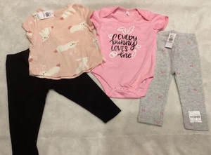 bunny rabbit print baby girls tshirt & pants outfits NEW sz 12-18 months Easter - Picture 1 of 13