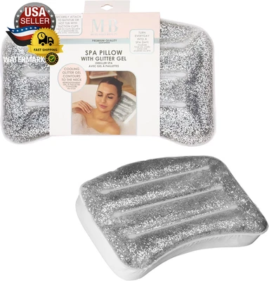 Spa Pillow with Glitter Gel - 1Pc Cooling Spa Pillow for Bathtub and Hot Tub Rel - Image 1 of 4