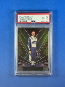 2023 Panini Chronicles NASCAR PSA 10 Jimmie Johnson #3 Green Titanium - Picture 1 of 2