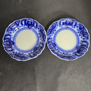 Vintage Johnson Bros England Florida Flow Blue 4.5" Semi Porcelain Dessert Bowls - Picture 1 of 17