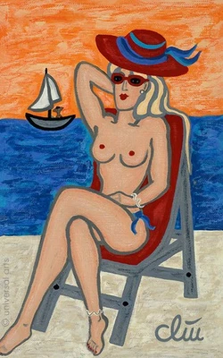 JACQUELINE DITT - Topless  A4 DRUCK n.Gemälde Pin Up Giclee - Bild 1 von 3