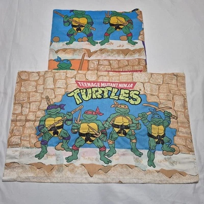 Винтажная наволочка и плоская кровать Teenage Mutant Ninja Turtles 1988 простыня-близнец TMNT - Изображение 1 из 4