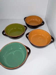 Vintage Bobby Flay Plancha Suppe Chili Eintopf Steinzeug Set 4 Schüsseln mit Griff 6" - Bild 1 von 8