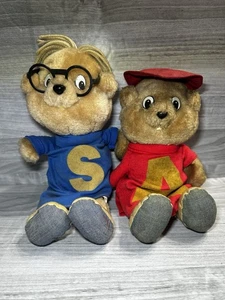 Lote de muñecas de peluche vintage 1983 Alvin & Simon juguetes CBS ardillas animales de peluche - Imagen 1 de 4