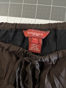 Falda Sundance Línea A Seda Talla 12 Marrón Oscuro Largo Completo Campesino Pradera Boho - Imagen 1 de 7