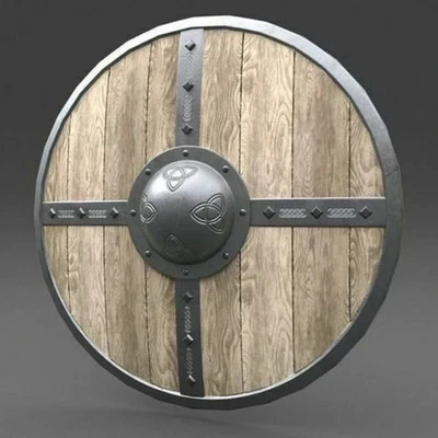 Medieval Viking Crusader Wood Shield Handmade Round Battle Warrior Christmas Gif - Image 1 of 4