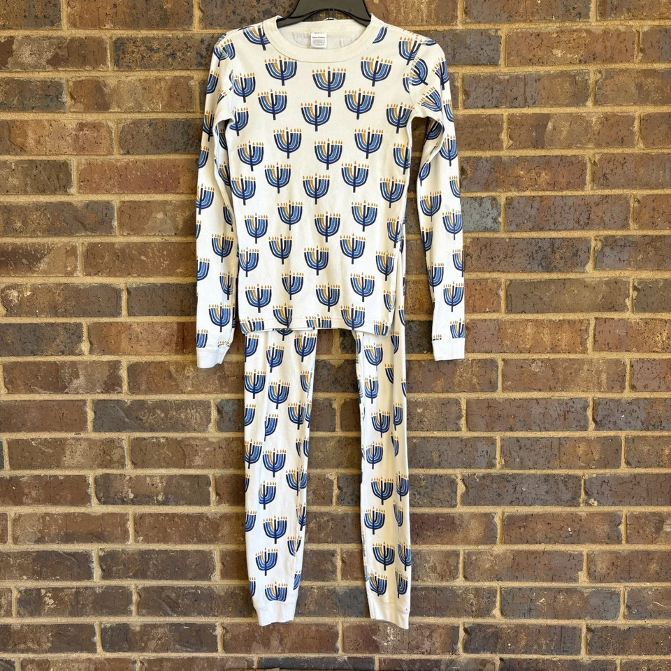 Hanna Andersson Hanukkah Candelabra 2 Piece Long John Kid's Pajamas Size 14 READ - Image 1 of 4